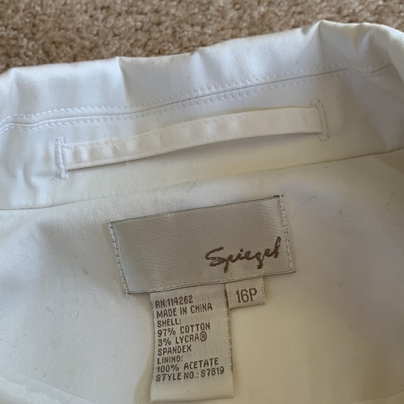 STUNNING White Spiegel Trench Coat Jacket with Belt Size 16P NWOT - Picture 8 of 8